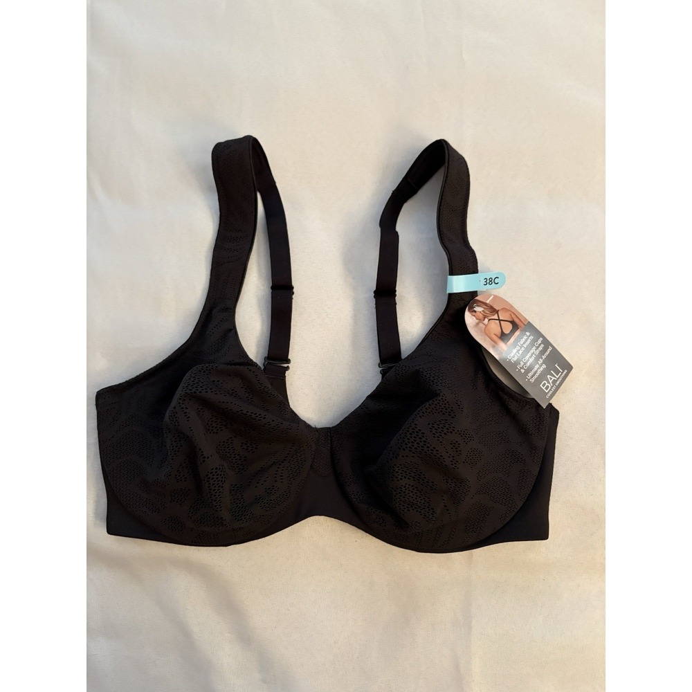 NEW Bali Coolest Smoothing Underwire Minimizer Bra Black DF4584 Womens Size 38C